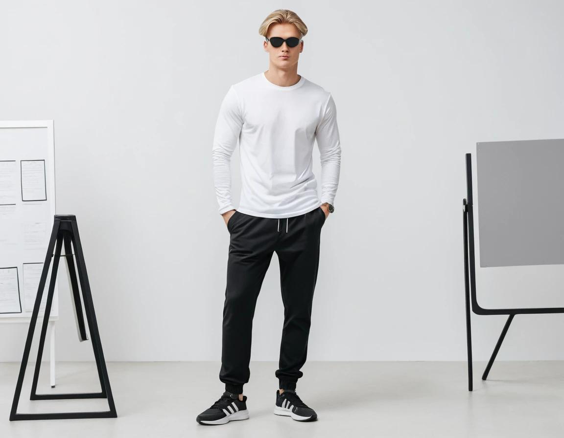 Men's solid white full sleeve t-shirt.