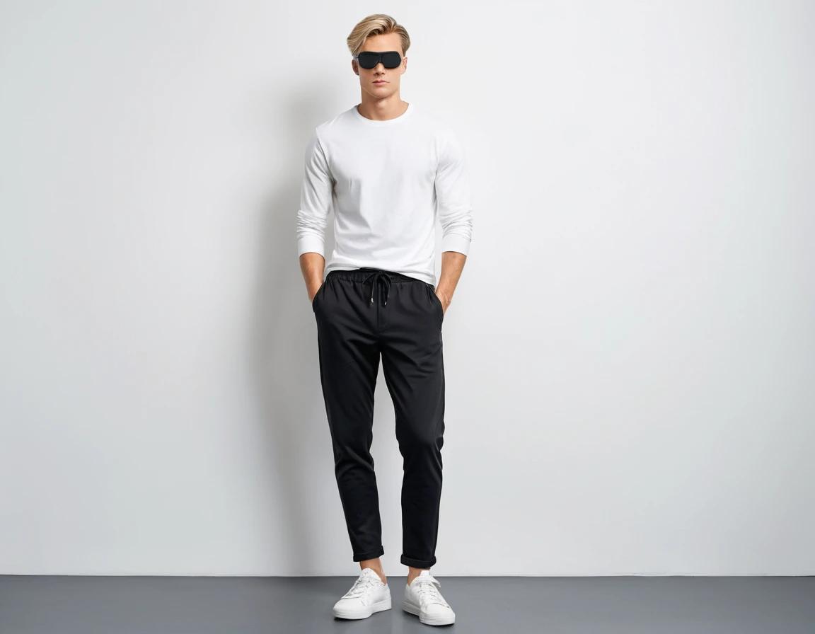 Men's solid white full sleeve t-shirt.