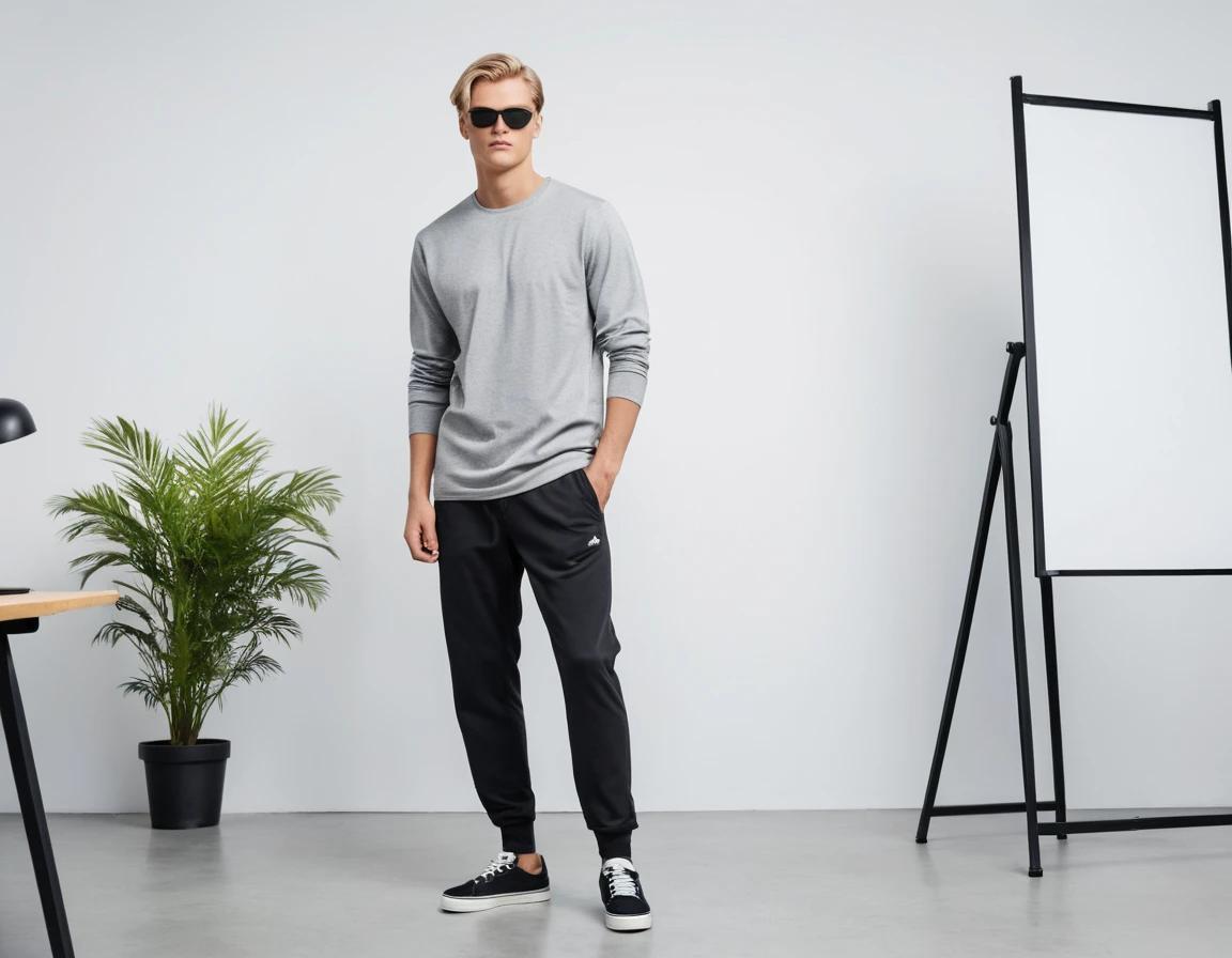 Men's solid grey full sleeve t-shirt.