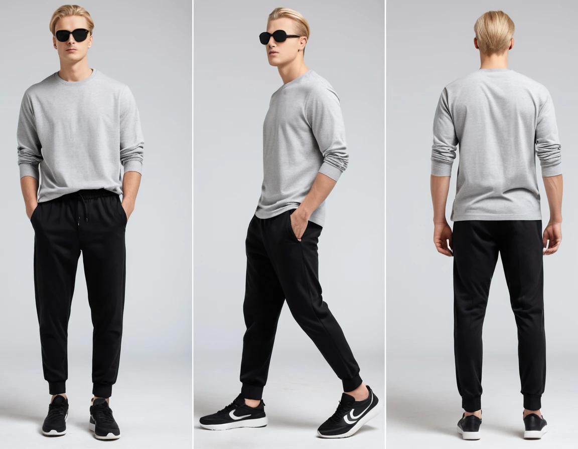 Men's solid grey full sleeve t-shirt.