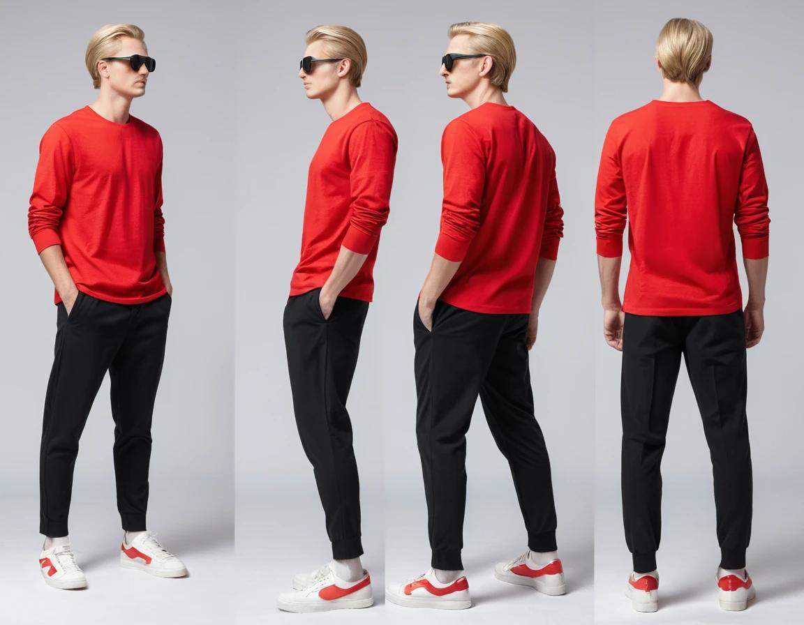 Men's solid brick red full sleeve t-shirt.