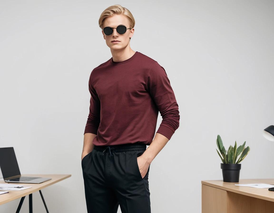 Men's solid coffee brown full sleeve t-shirt