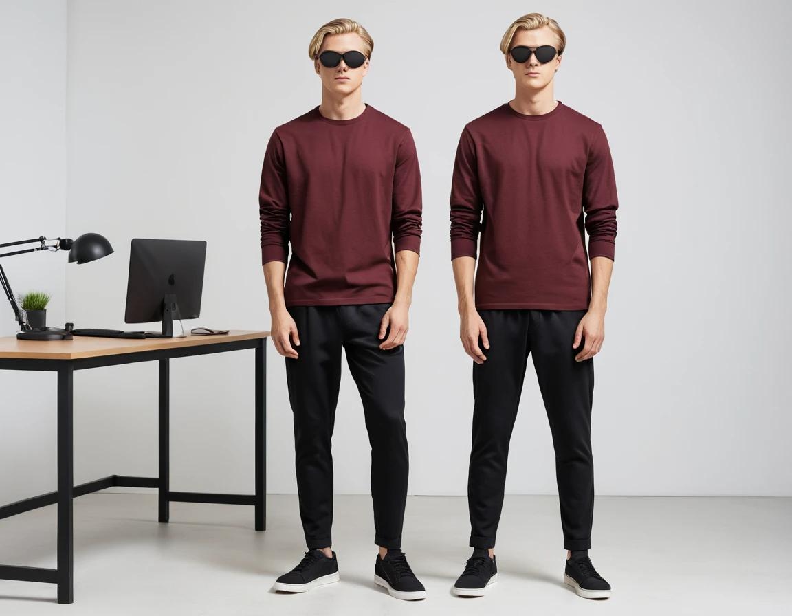 Men's solid coffee brown full sleeve t-shirt