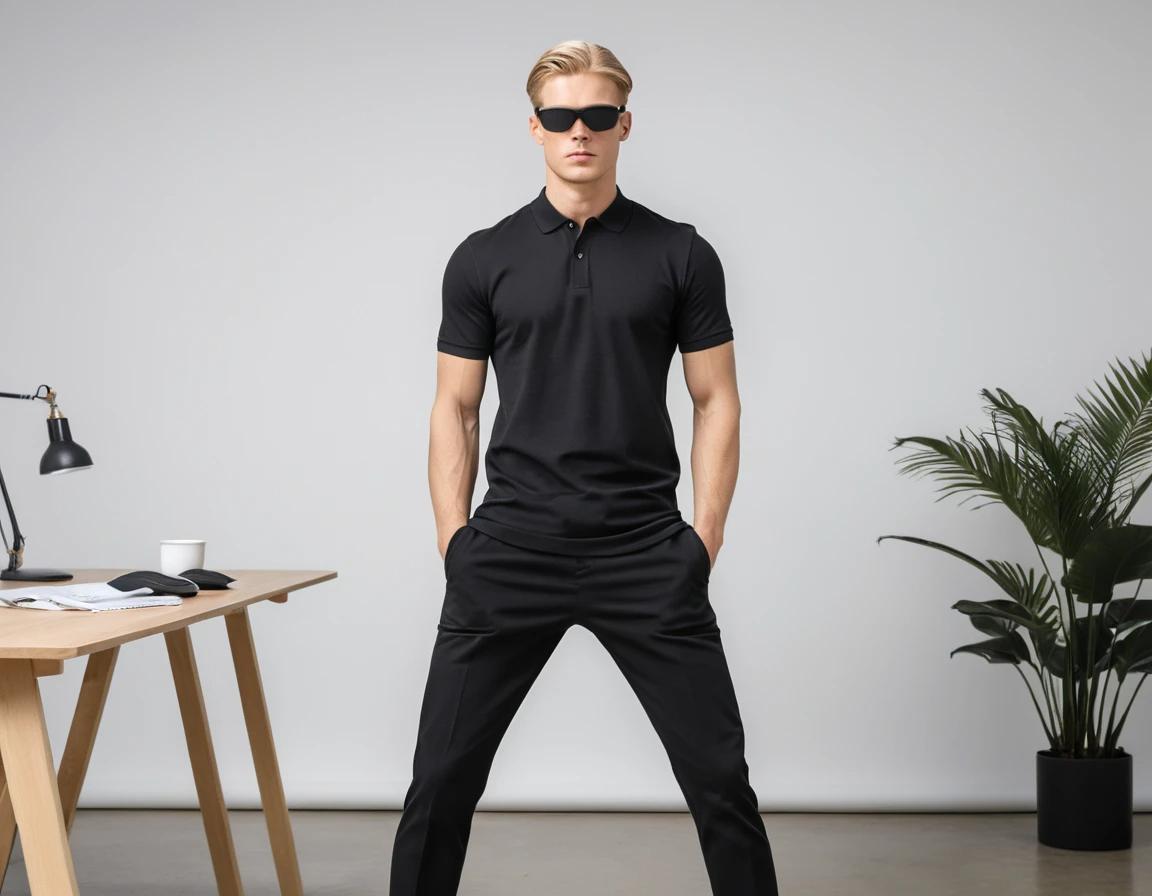Men's black polo