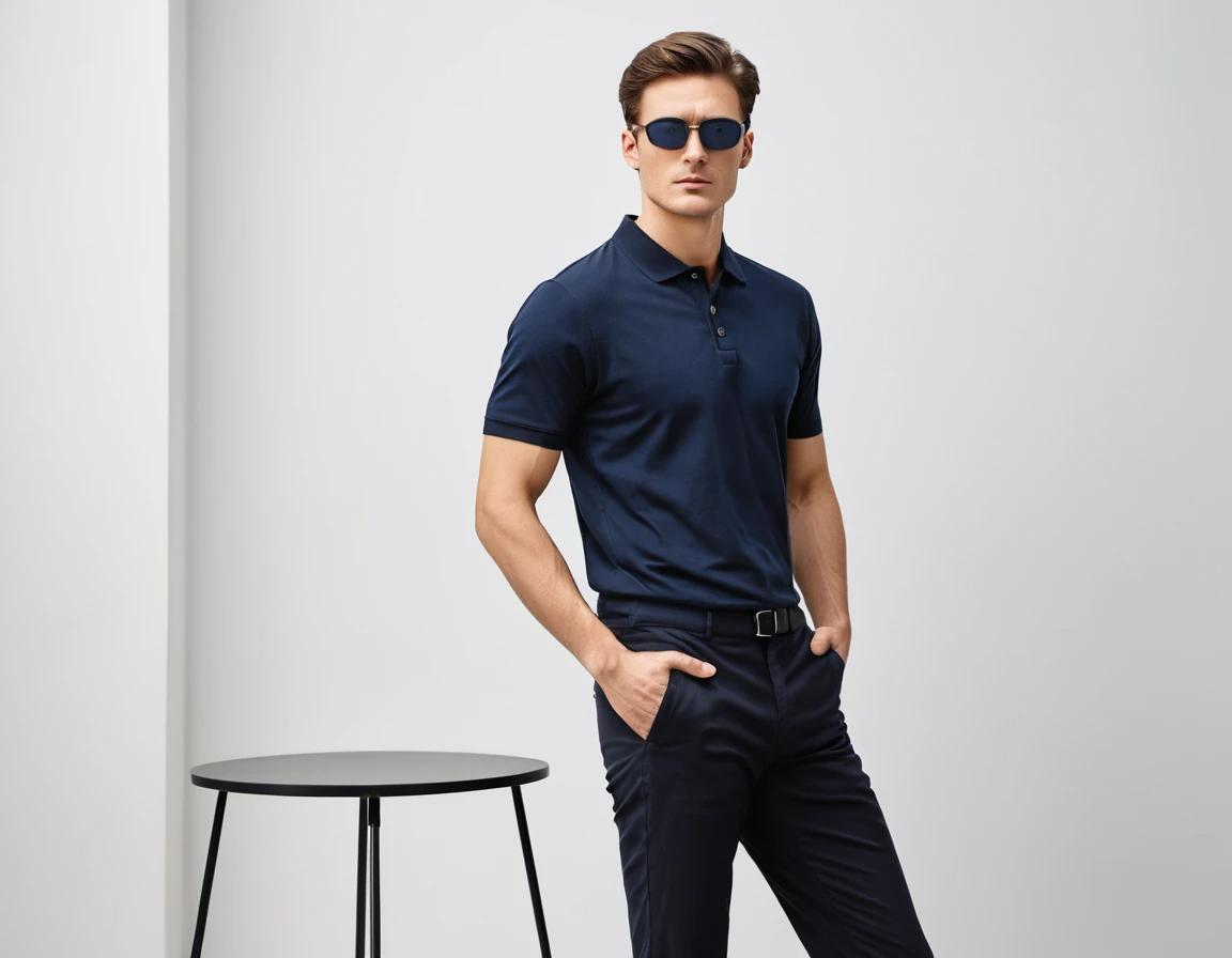 Men's navy blue polo