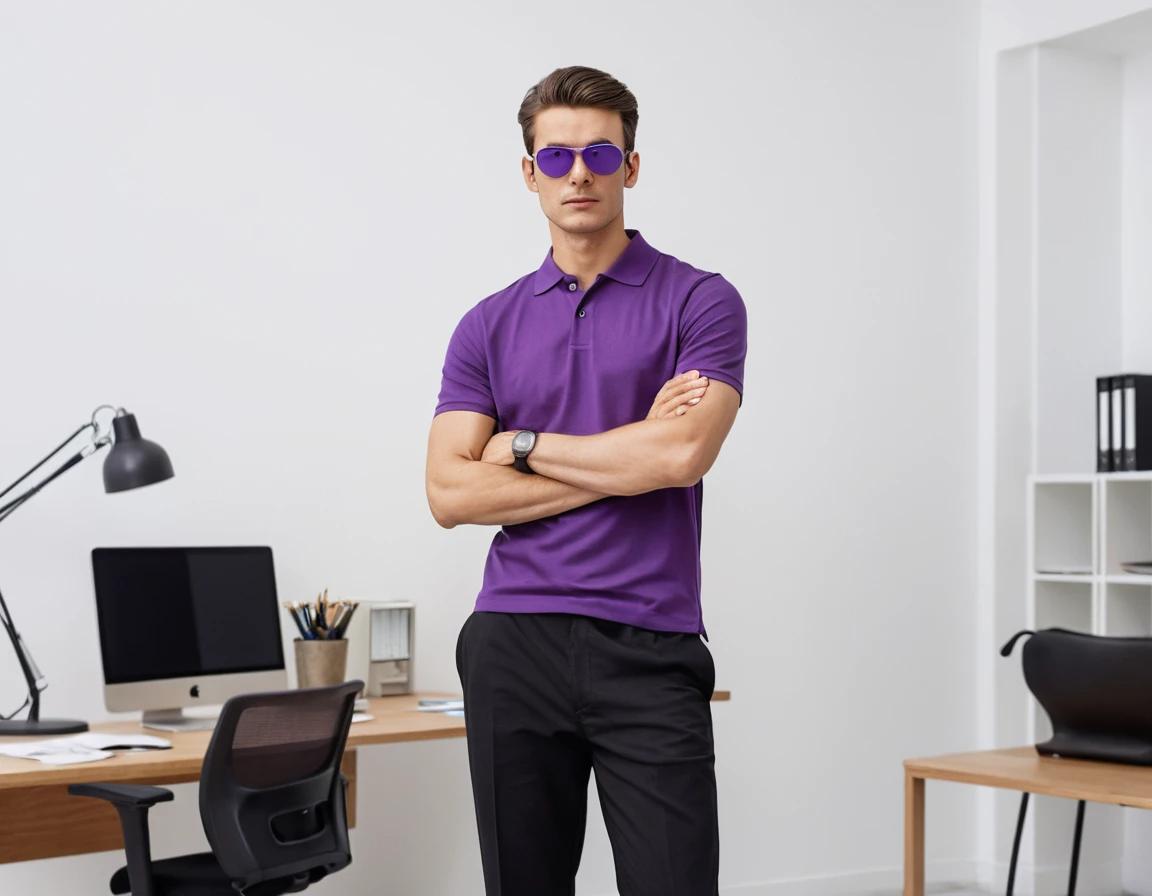 Men's purple  polo.