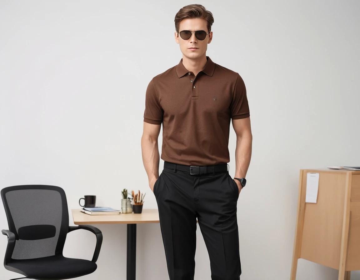 Men's coffee brown polo.