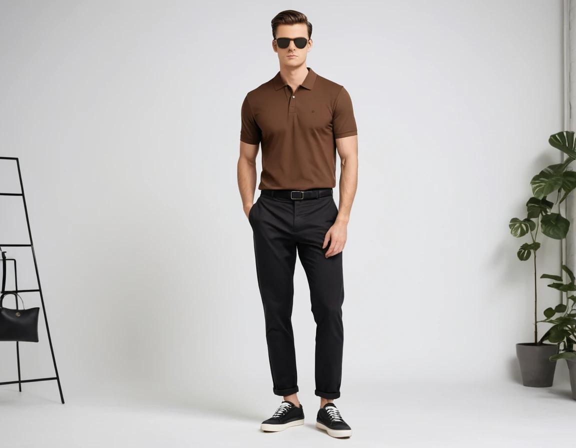 Men's coffee brown polo.