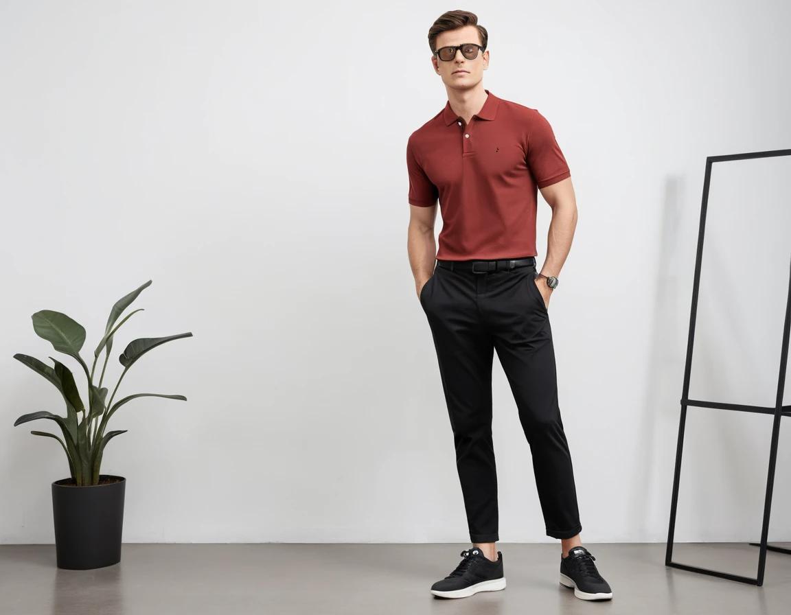 Men's brick red polo.