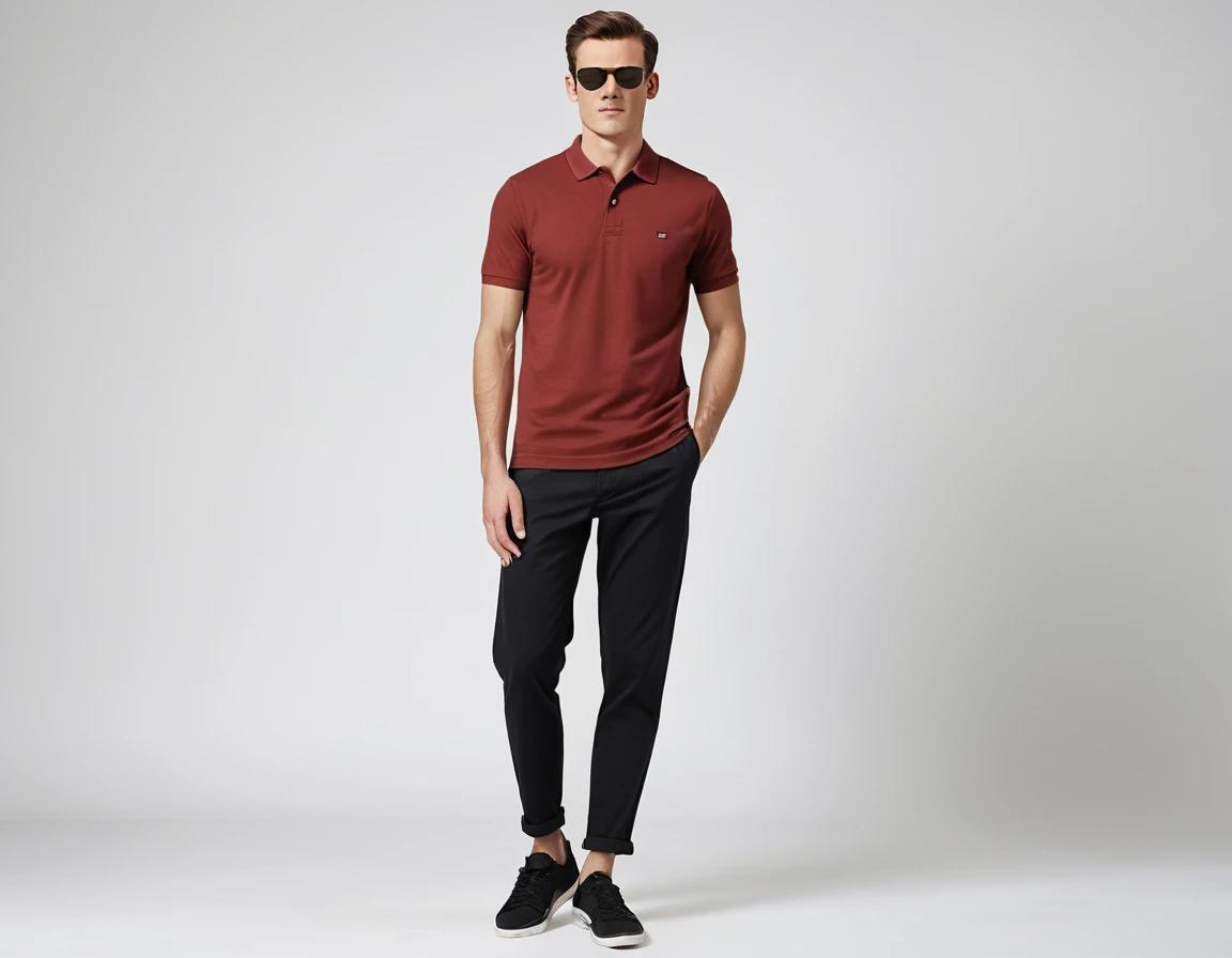 Men's brick red polo.