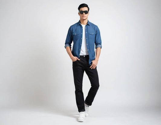 Men's black straight fit jeans