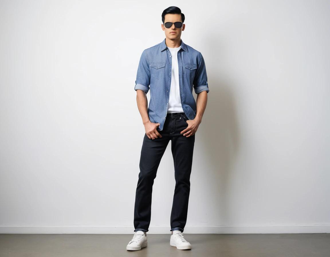 Men's black straight fit jeans