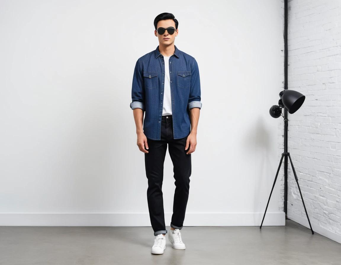 Men's black straight fit jeans