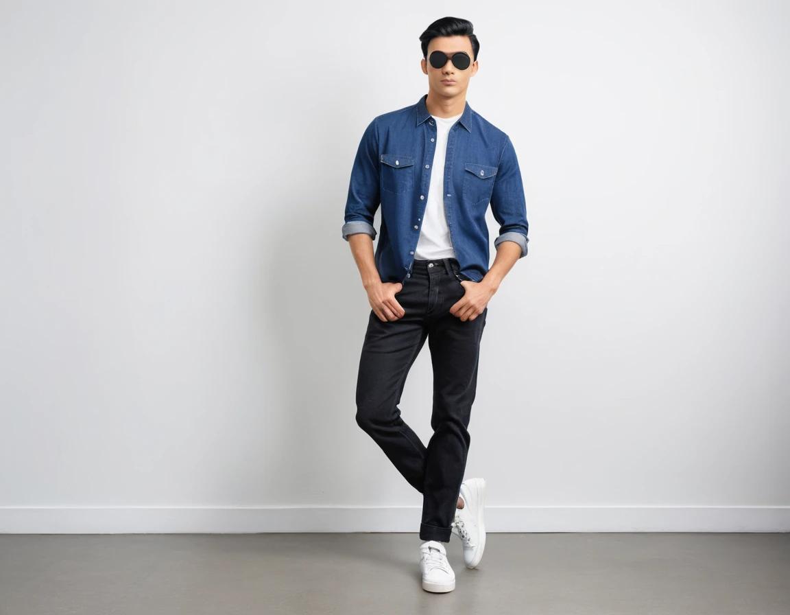 Men's black straight fit jeans