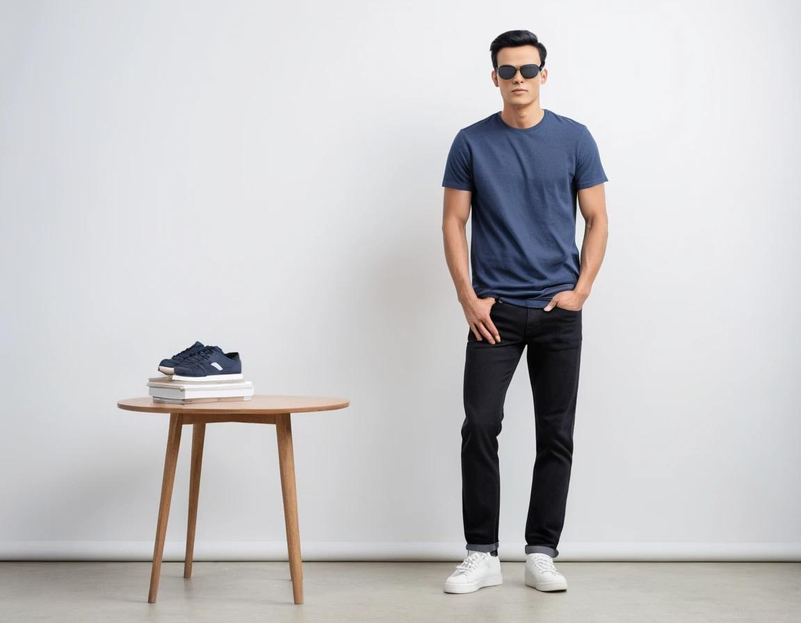 Men's black straight fit jeans