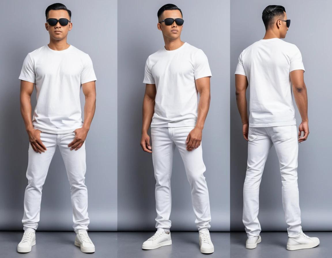 Men's  white straight fit jeans