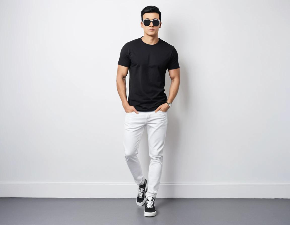 Men's white slim fit jeans
