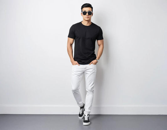 Men's white slim fit jeans