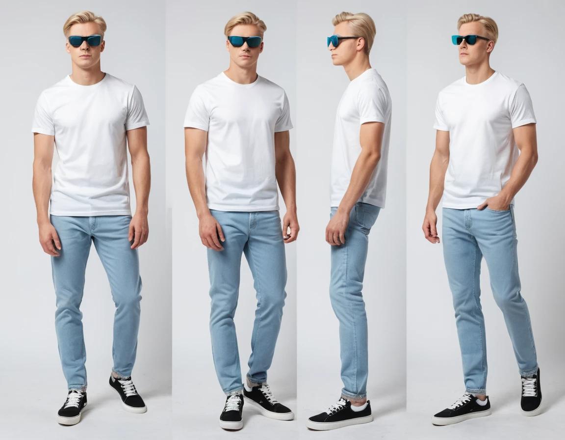 Men's washed blue slim fit jeans