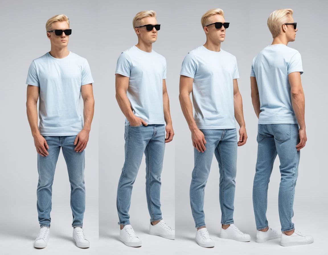 Men's washed blue slim fit jeans