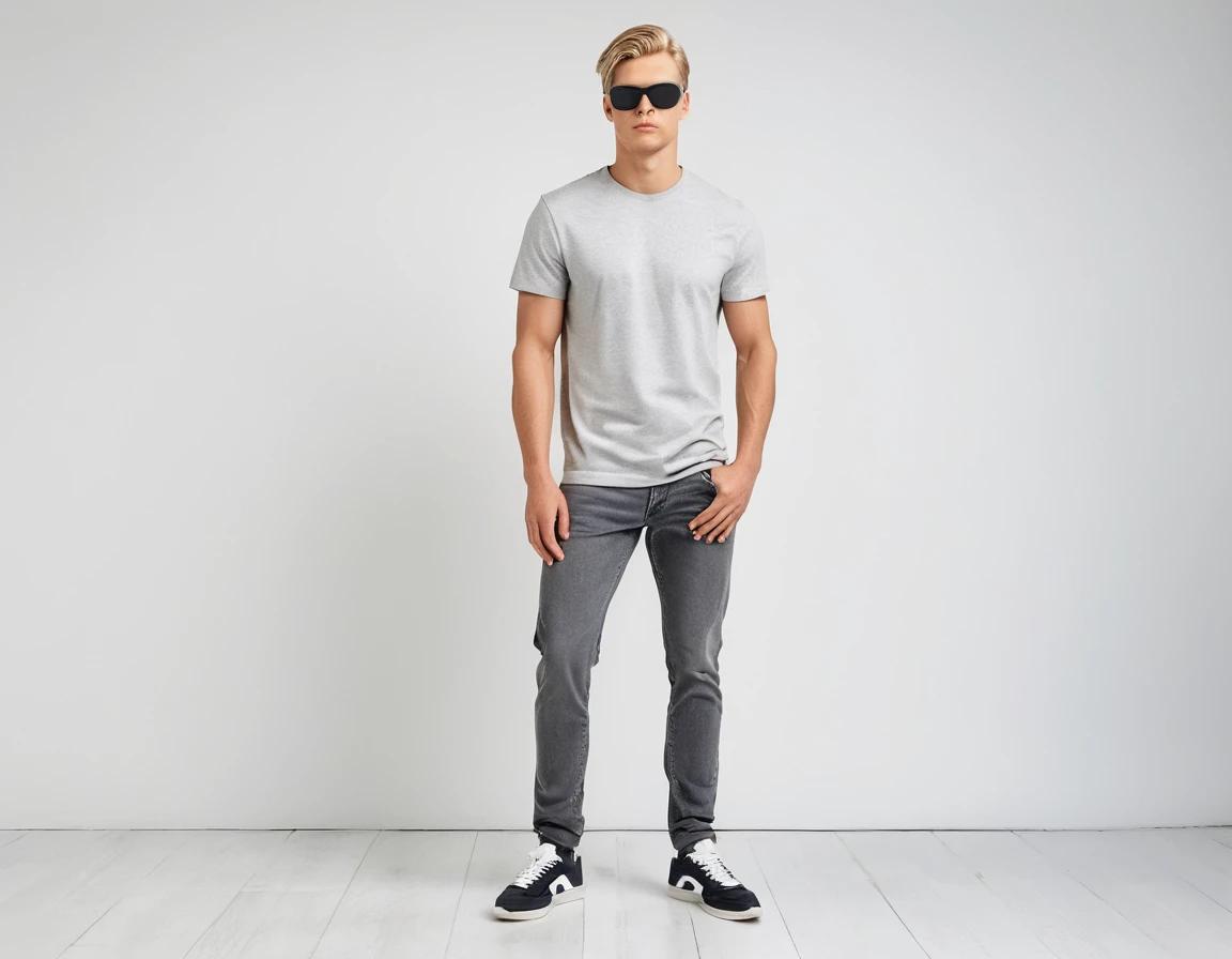 Men's grey slim fit jeans