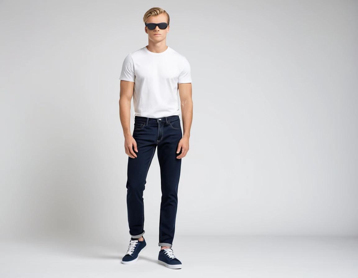 Men's navy blue slim fit jeans