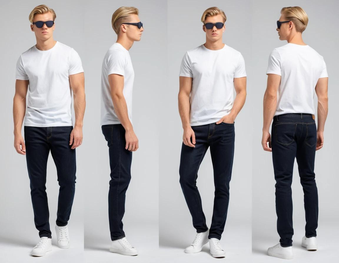 Men's navy blue slim fit jeans