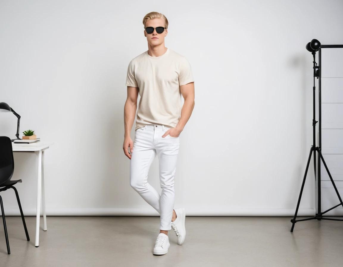 Men's white skinny jeans