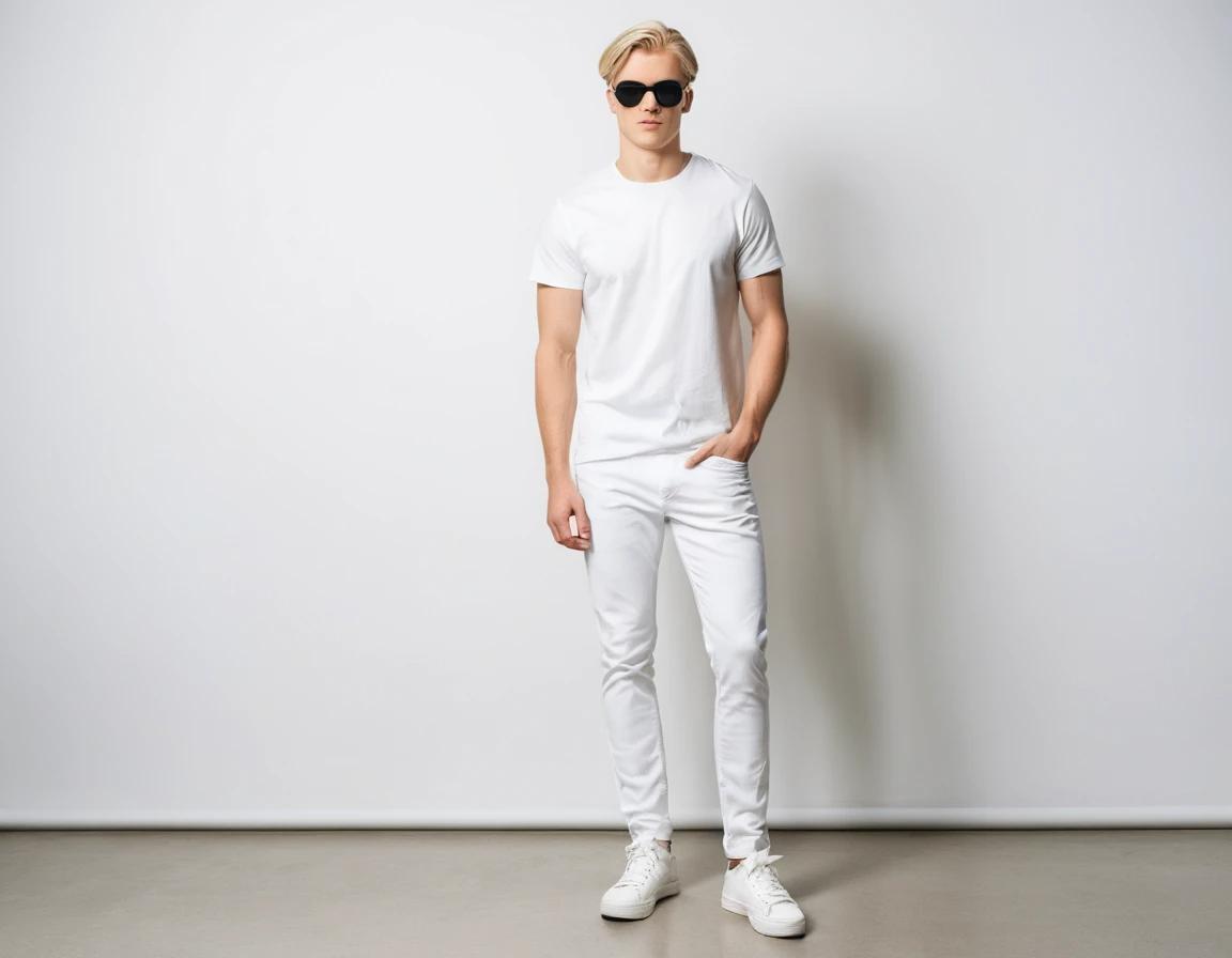 Men's white skinny jeans