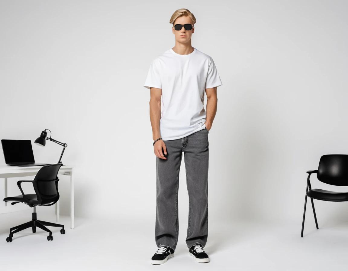 Men's grey baggy jeans