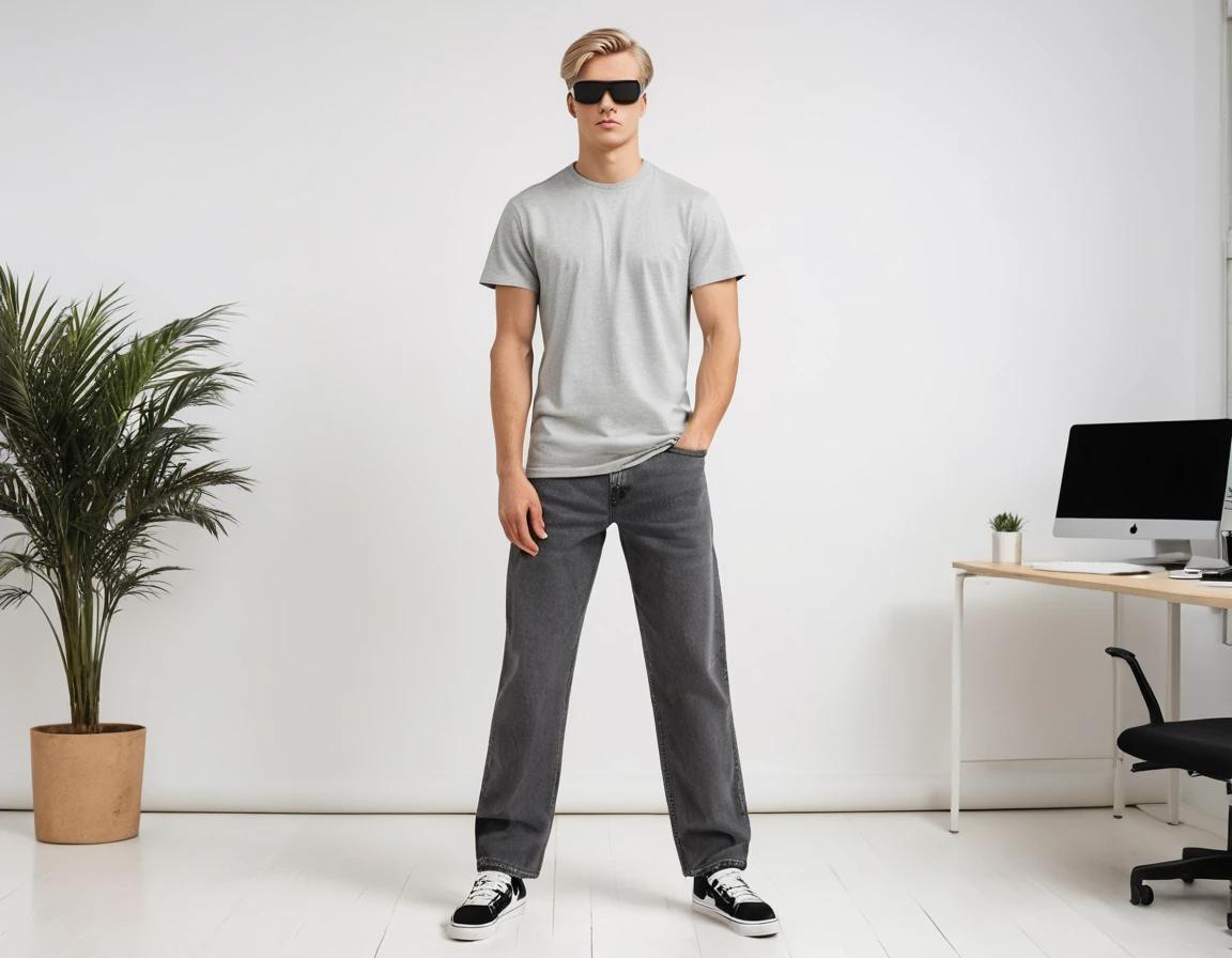 Men's grey baggy jeans