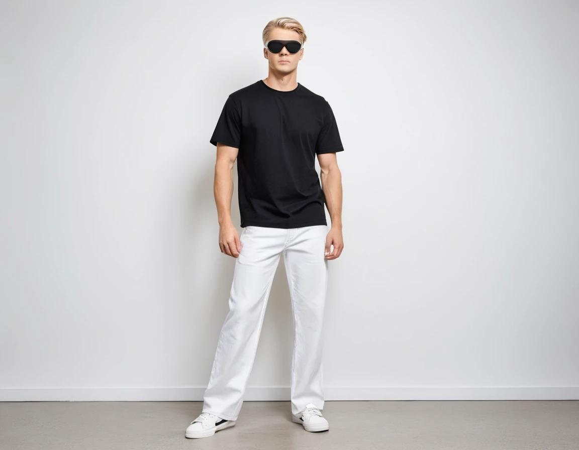 Men's white baggy jeans