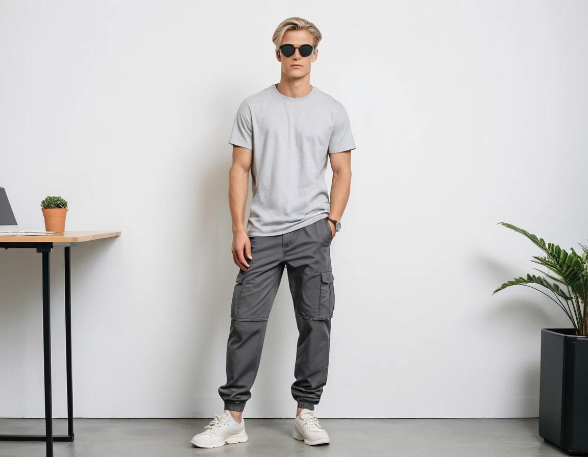 Men's grey cargo pant