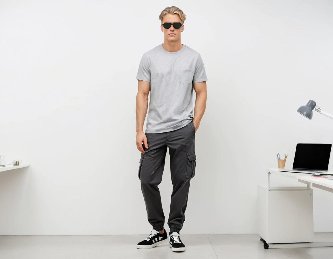 Men's grey cargo pant