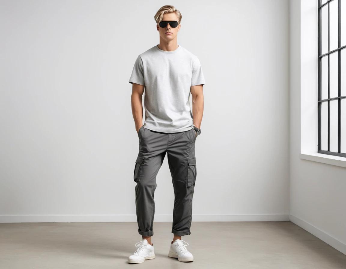 Men's grey cargo pant