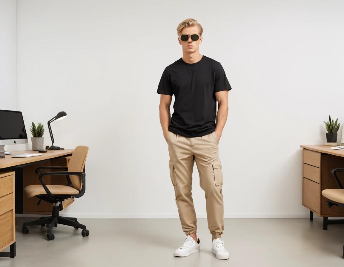 Men's beige cargo pant