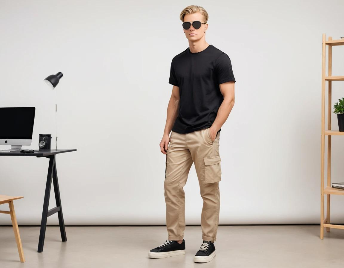 Men's beige cargo pant