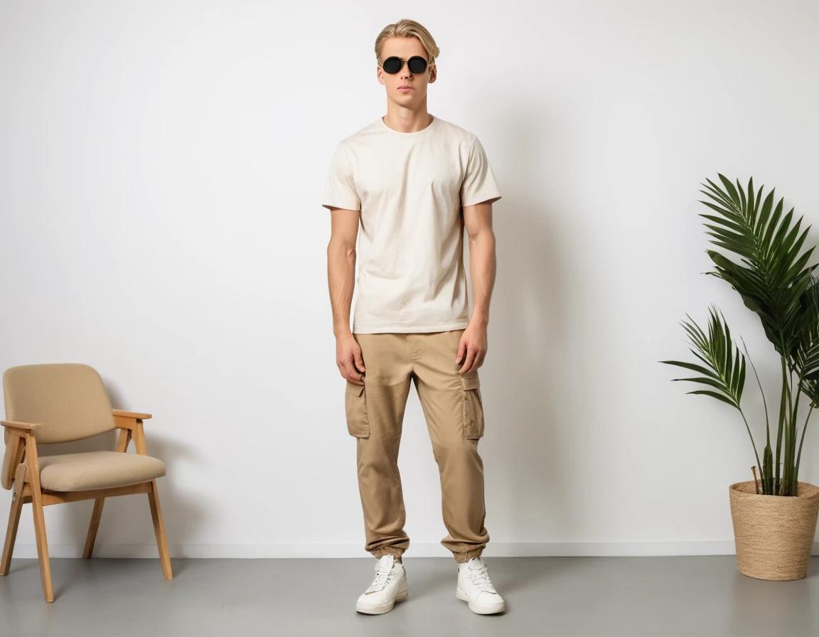 Men's beige cargo pant