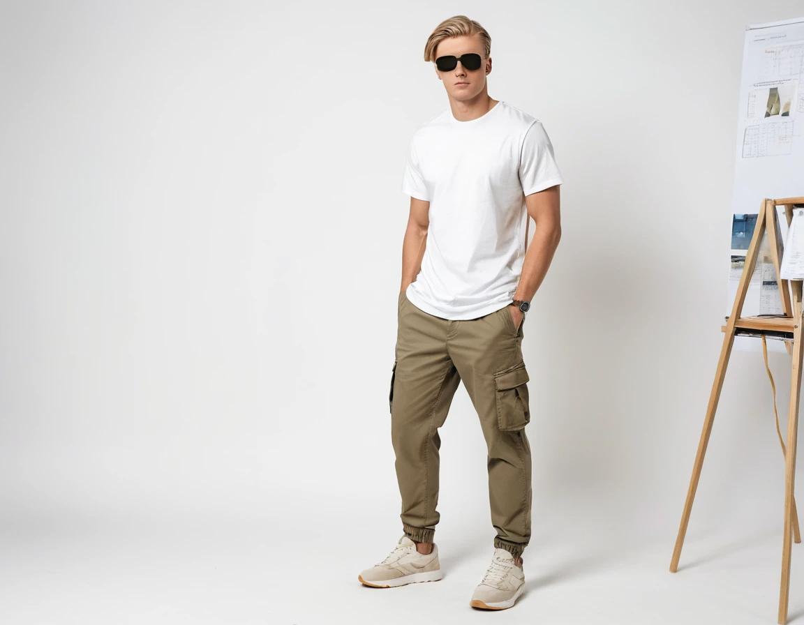 Men's khaki cargo pant