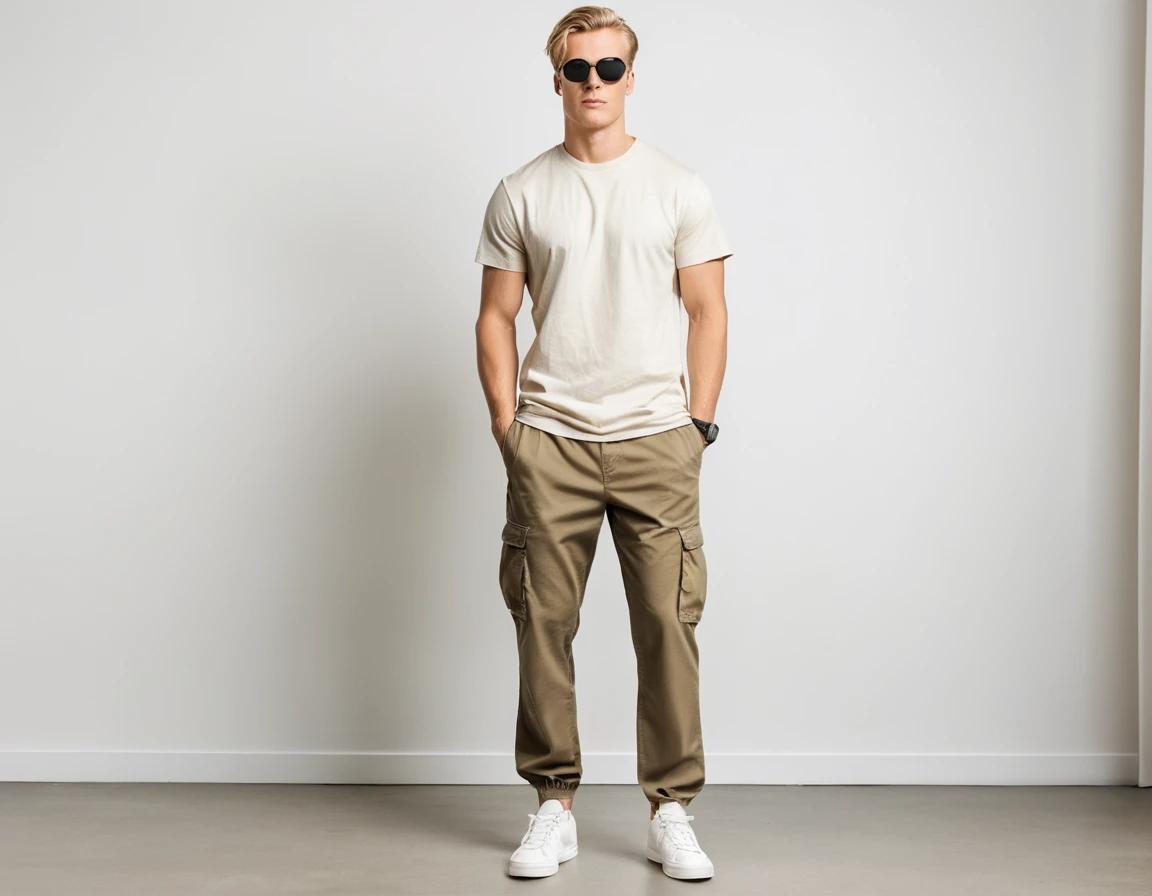 Men's khaki cargo pant