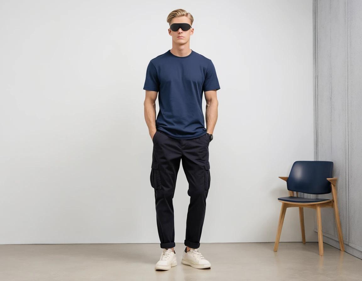 Men's navy blue cargo pant
