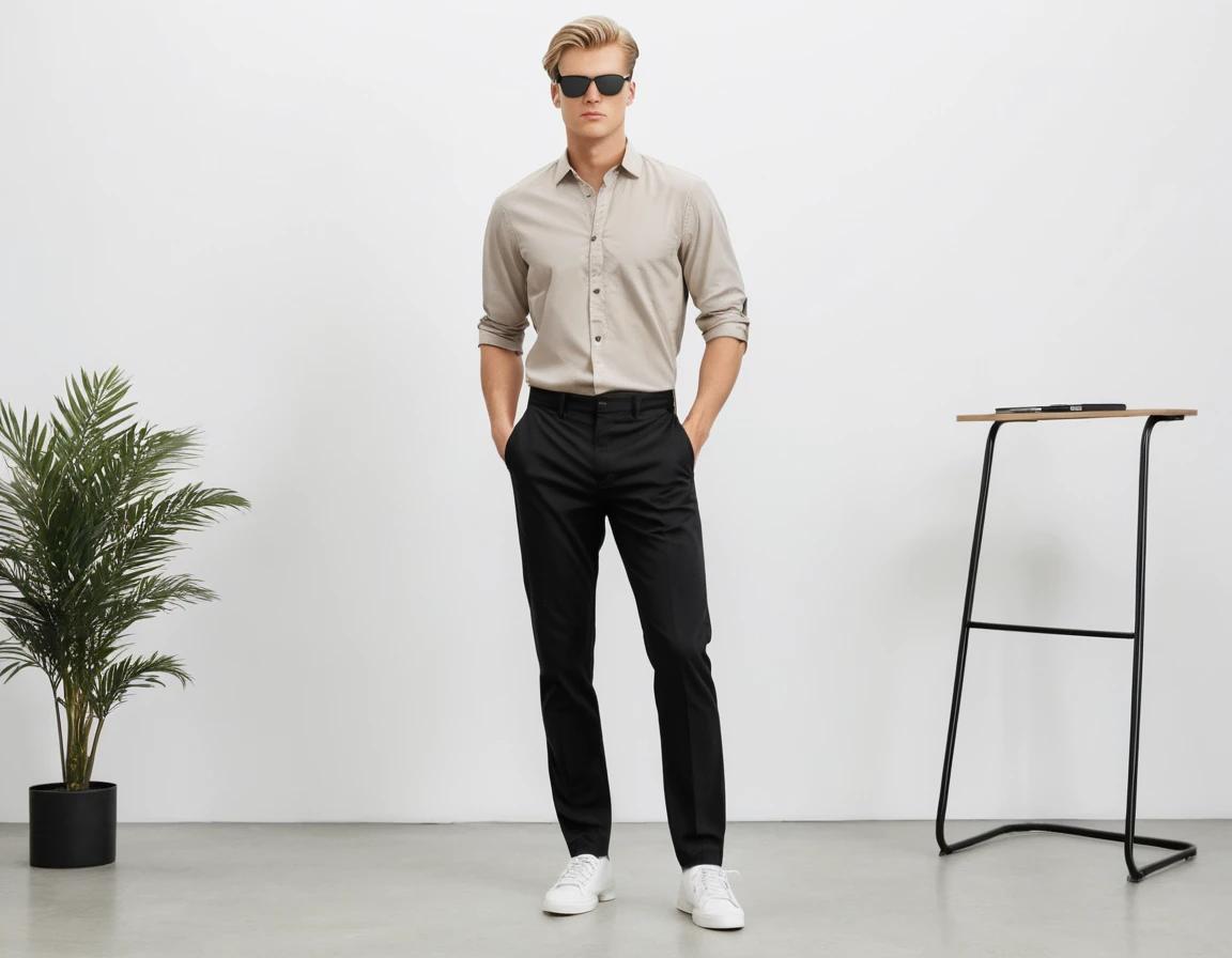 Men's black formal pant