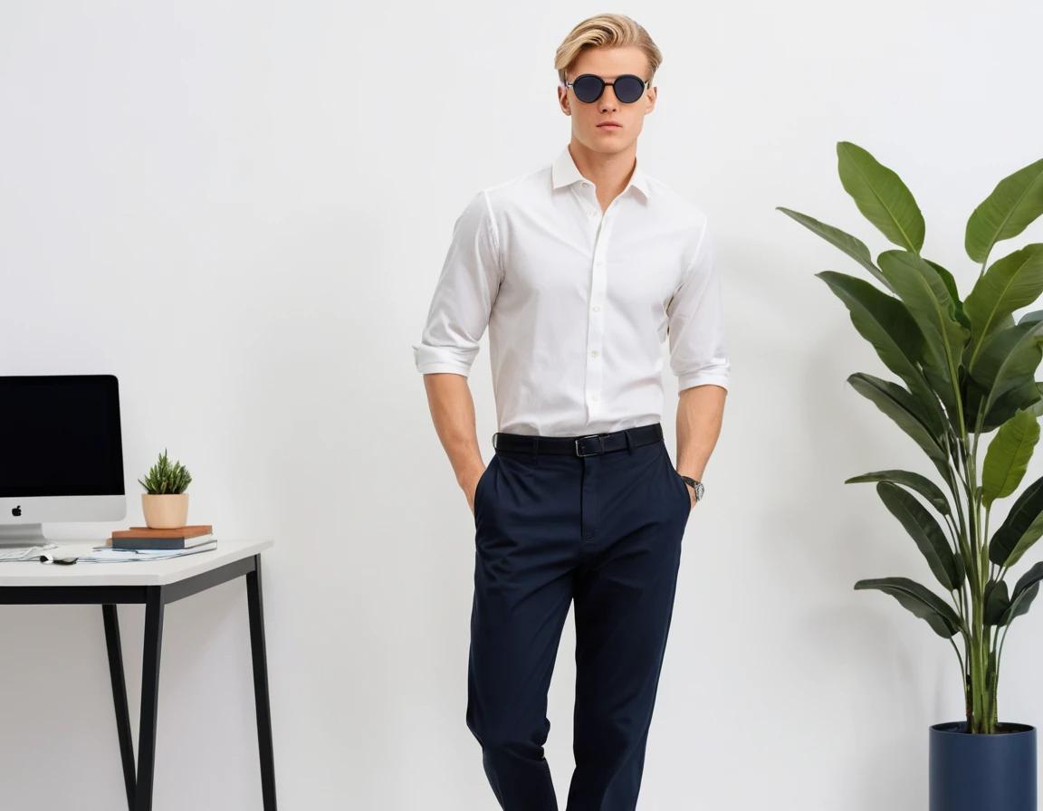 Men's navy blue formal pant