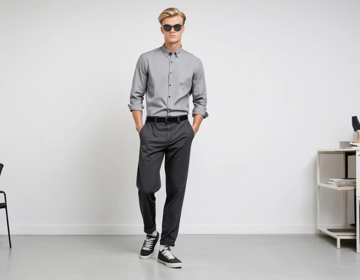 Men's metallic grey formal pant