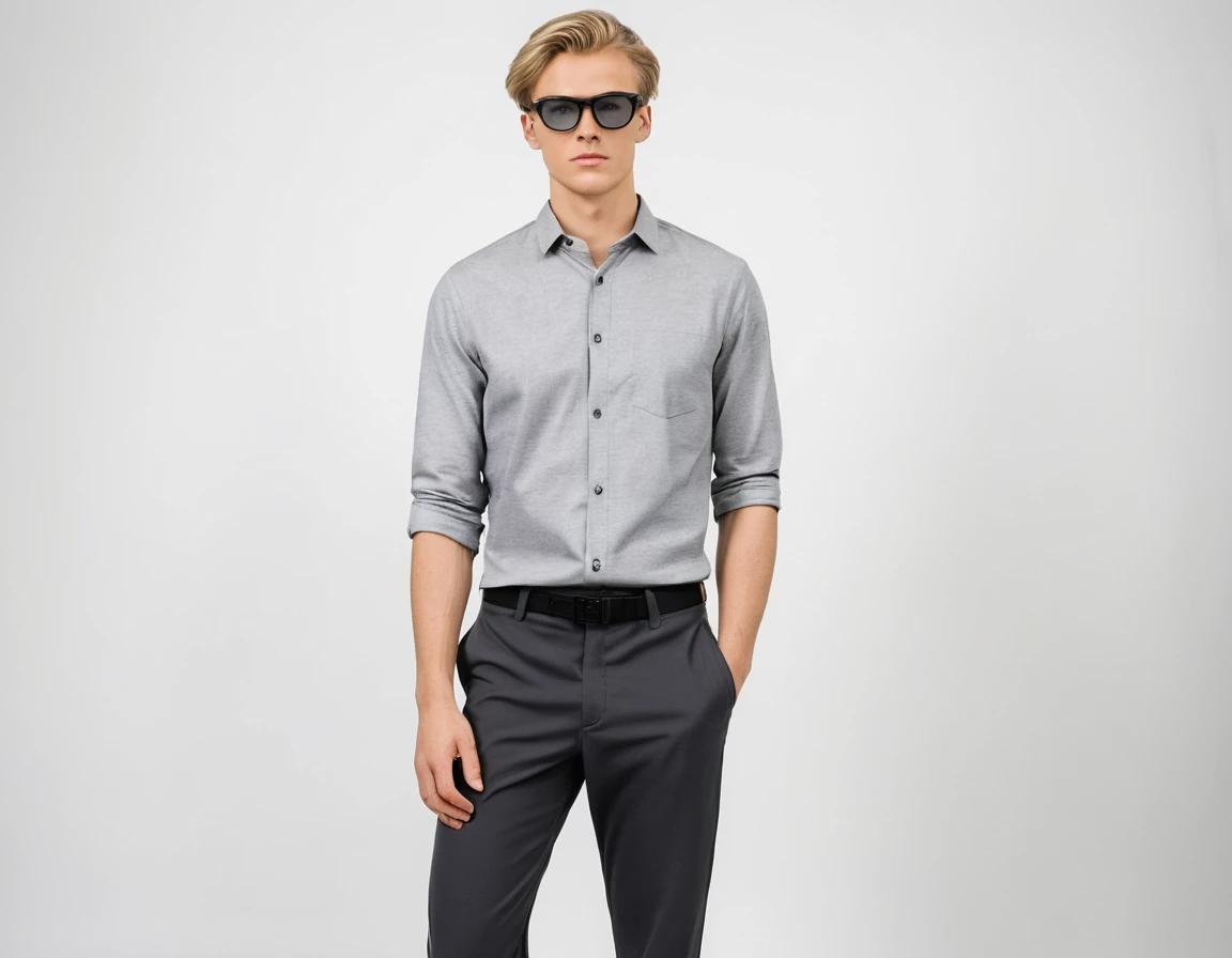 Men's metallic grey formal pant