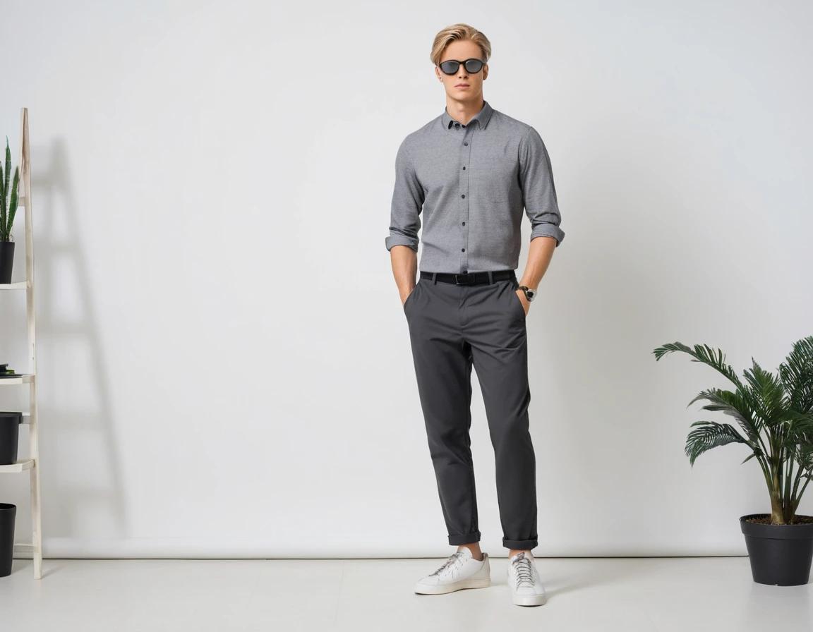 Men's metallic grey formal pant