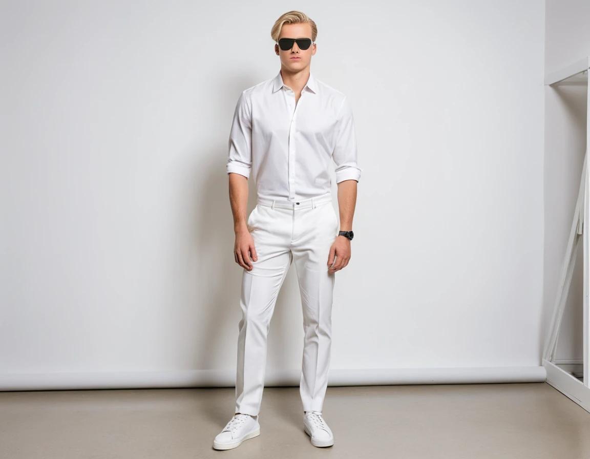 Men's white formal pant