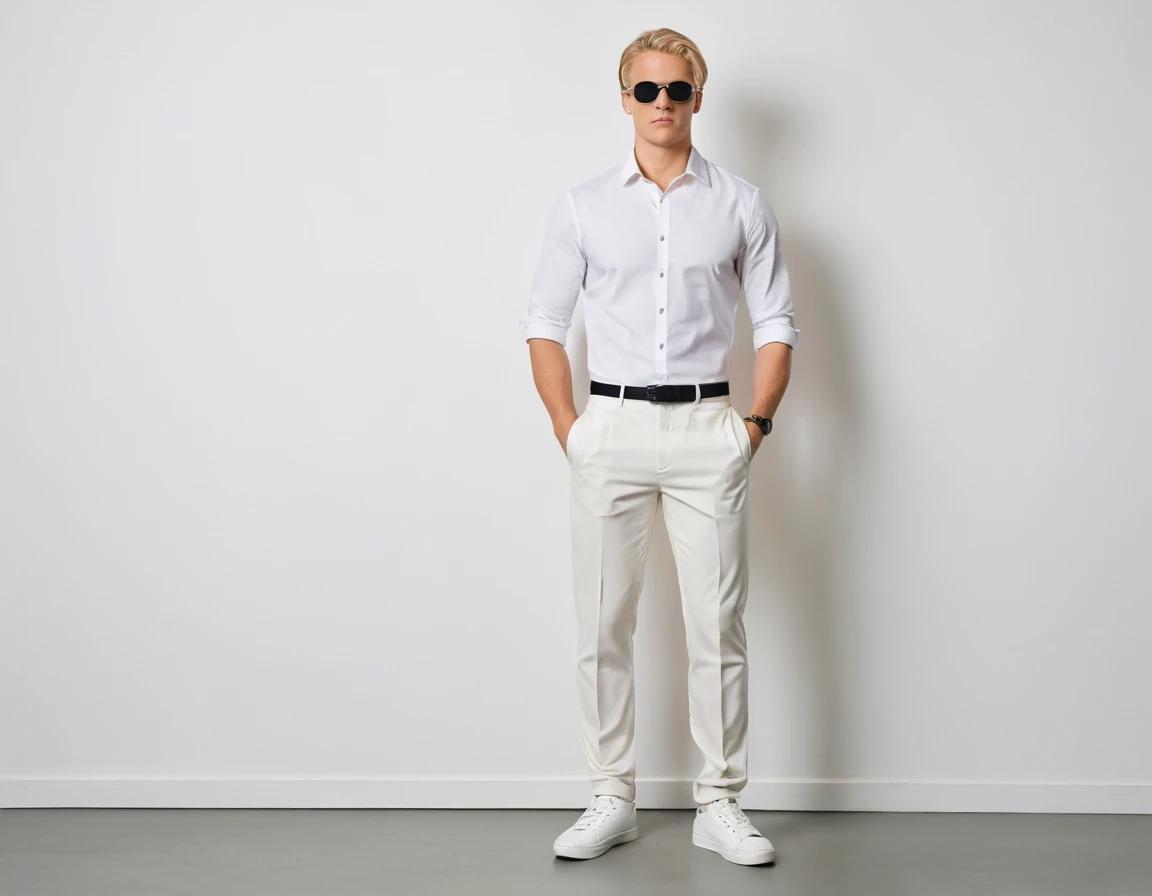 Men's white formal pant