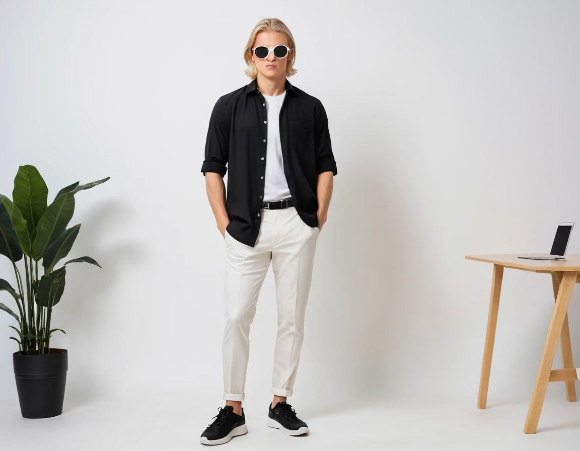 Men's white formal pant