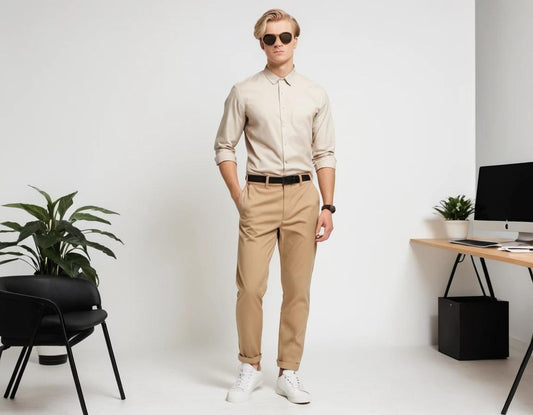 Men's beige formal pant